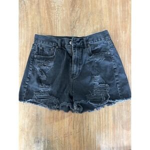 American Eagle Outfitters Womens Black Distressed Denim Mom Shorts Size [SIZE]